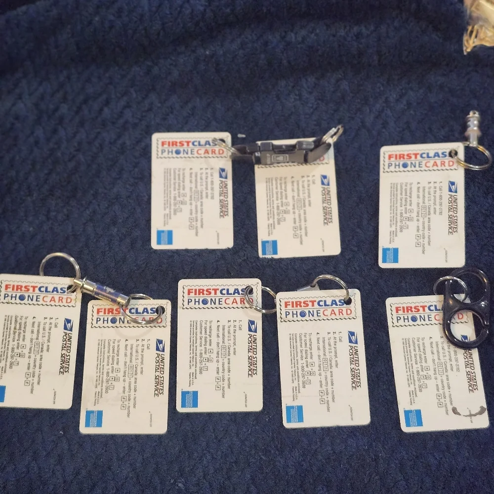 United Postal Service First Class Phone Cards Used Keychains Set Of 8